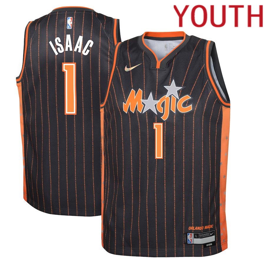 Youth Orlando Magic #1 Jonathan Isaac Nike Anthracite City Edition Swingman NBA Jersey->customized nba jersey->Custom Jersey